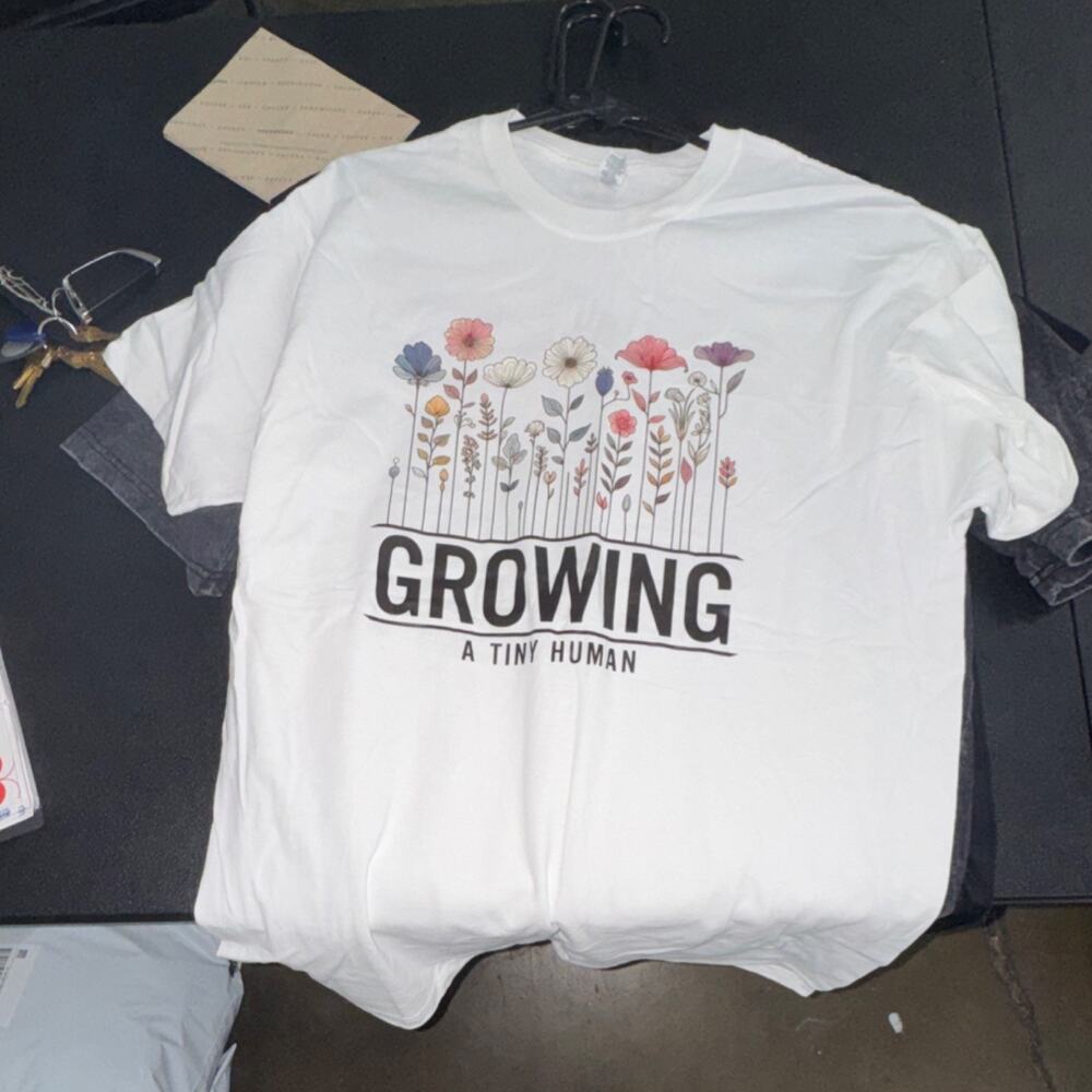 M&O Gold Men's White Floral Graphic Crew Neck Cotton T-Shirt Short Sleeve Size L